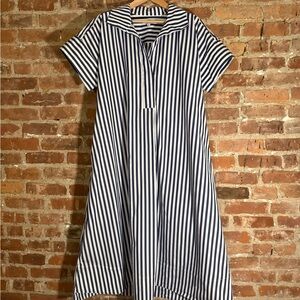 Banana Republic Navy and White Striped Maxi Dress
